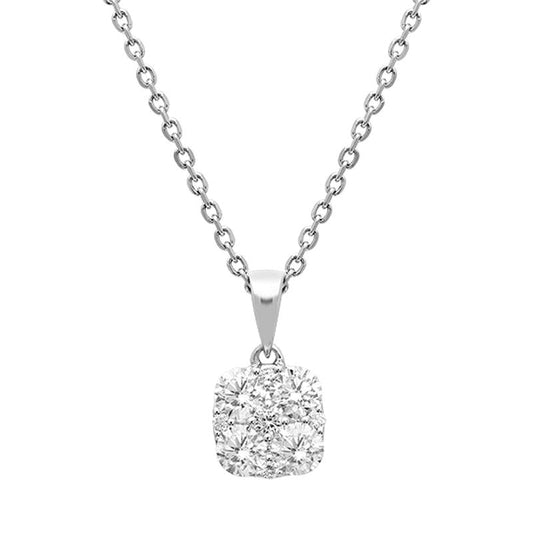 18ct White Gold .85ct Diamond Cushion Necklace