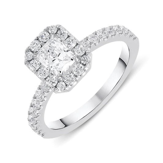 18ct White Gold 1.5ct Diamond Halo Ring