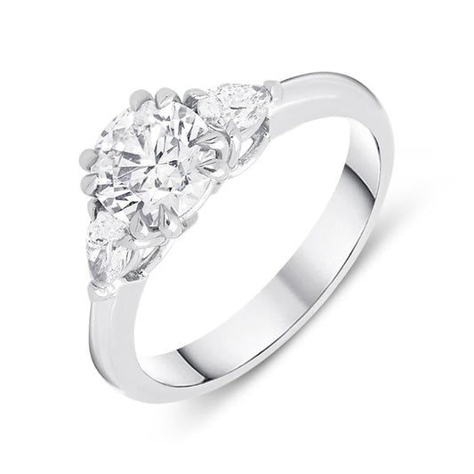 18ct White Gold 1.11ct Diamond Trilogy Ring D