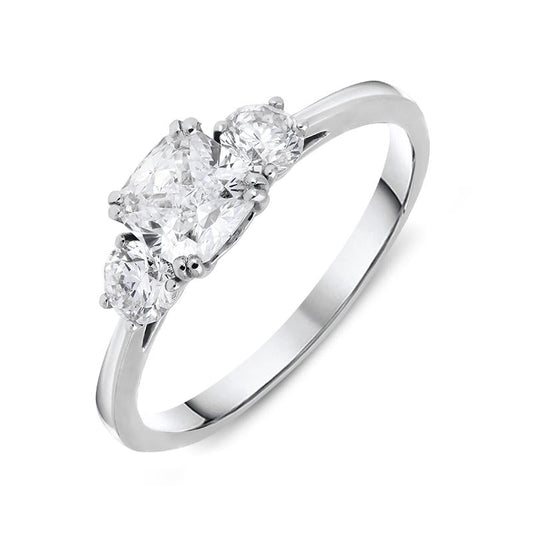 18ct White Gold 1.16ct Diamond Trilogy Ring