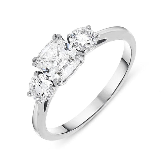 18ct White Gold 1.38ct Diamond Trilogy Ring