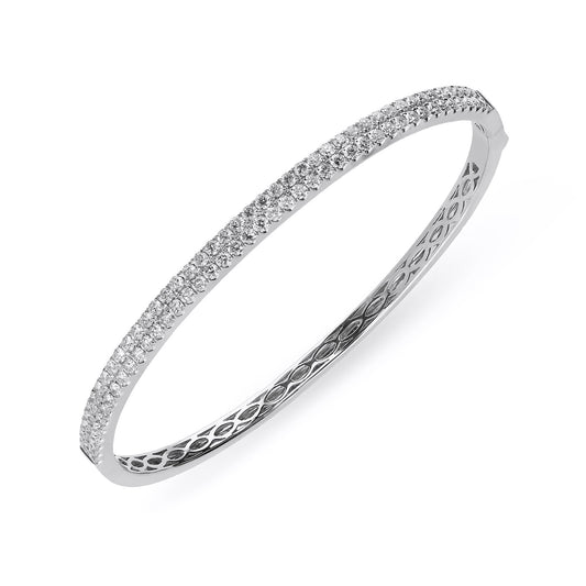 18ct White Gold 1.87ct Diamond Hinged Bangle