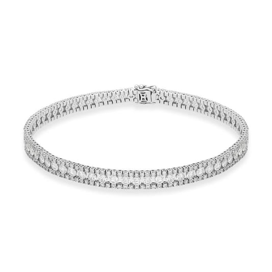 18ct White Gold 5.69 Carat Diamond Tennis Bracelet D