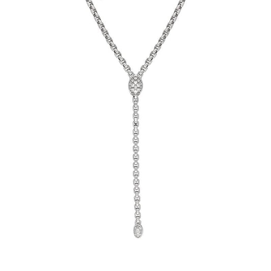 18ct White Gold Diamond Cascading Drop Necklace