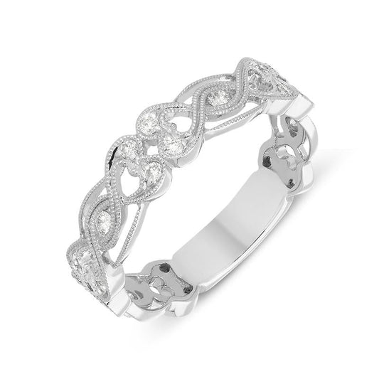 18ct White Gold .23ct Diamond Entwined Heart Ring