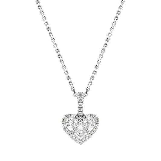 18ct White Gold .39ct Diamond Heart Necklace