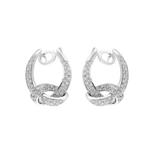 18ct White Gold Diamond Knot Drop Earrings