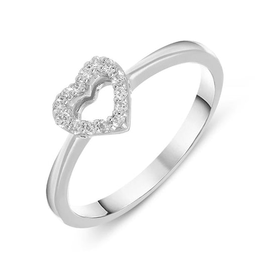 18ct White Gold .12ct Diamond Open Heart Ring