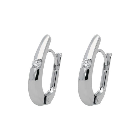 18ct White Gold Diamond Polished Hoop Earrings