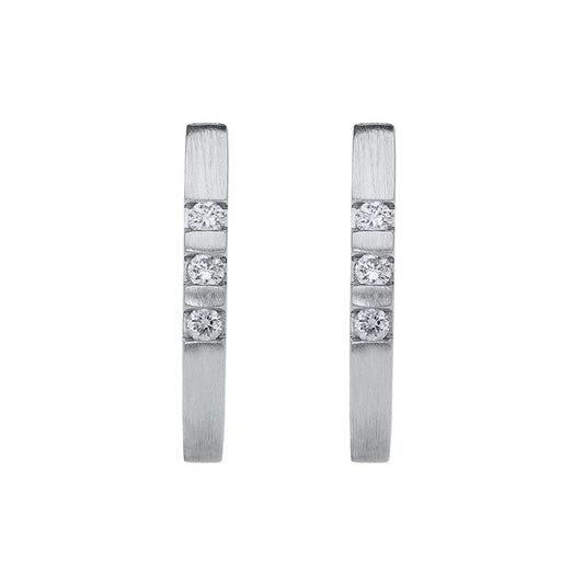 18ct White Gold .9ct Diamond Satin Hoop Earrings D