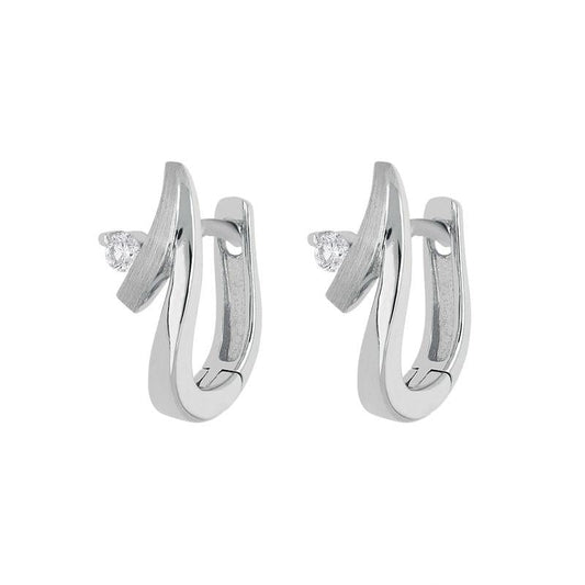 18ct White Gold .9ct Diamond Shaped Hoop Earrings