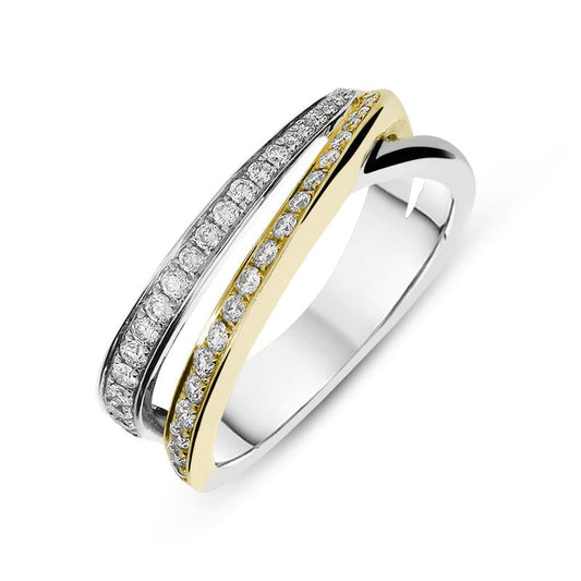 18ct White Gold .4ct Diamond Two Row Ring