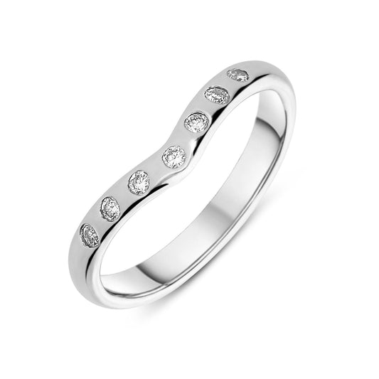 18ct White Gold .14ct Diamond Wishbone Wedding Ring