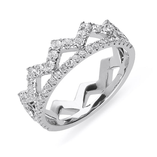 18ct White Gold .69ct Diamond Zigzag Stacking Ring