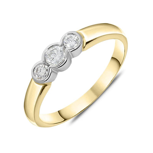 18ct Yellow Gold .26ct Diamond Trilogy Ring D