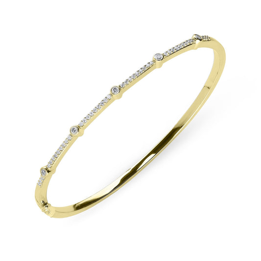 18ct Yellow Gold .35ct Diamond Hinged Bangle