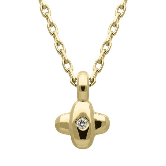 18ct Yellow Gold Diamond Cross Necklace