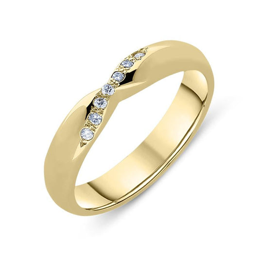 18ct Yellow Gold Diamond Crossover Wedding Ring