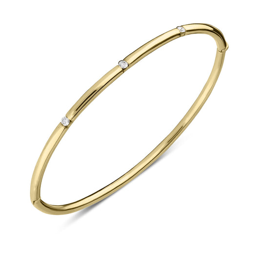 18ct Yellow Gold Diamond Hinged Bangle