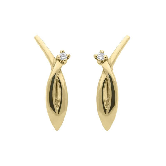 18ct Yellow Gold Diamond Shaped Earrings