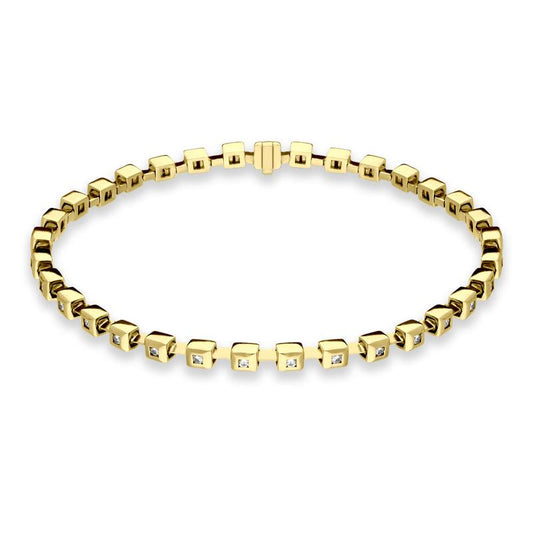 18ct Yellow Gold Diamond Small Square Bracelet D