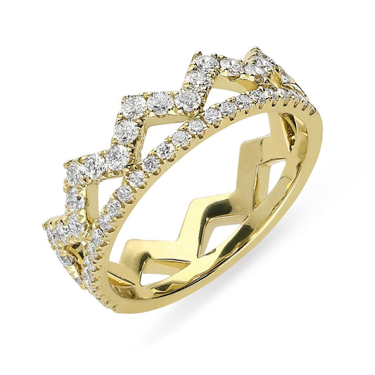 18ct Yellow Gold .69ct Diamond Zigzag Stacking Ring