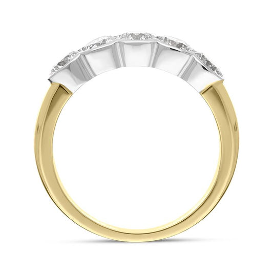 18ct Yellow Gold 1.4ct Diamond Bezel Set Wedding Half Eternity Ring