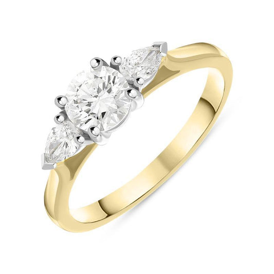 18ct Yellow Gold .89ct Diamond Trilogy Pear Cut Ring