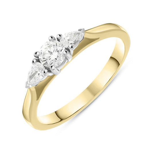 18ct Yellow Gold .46ct Diamond Trilogy Pear Cut Ring