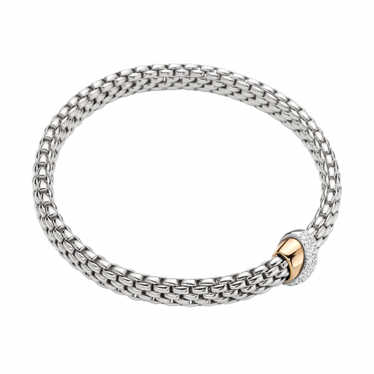 FP Vendome 18ct White Gold .2ct Diamond Rose Gold Rondelle Bracelet