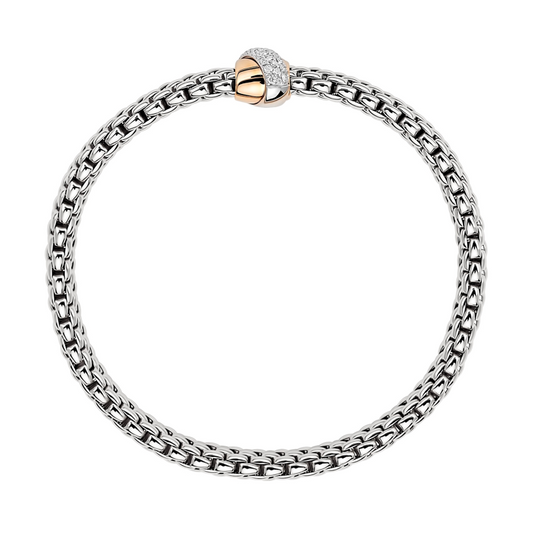 FP Vendome 18ct White Gold .2ct Diamond Rose Gold Rondelle Bracelet