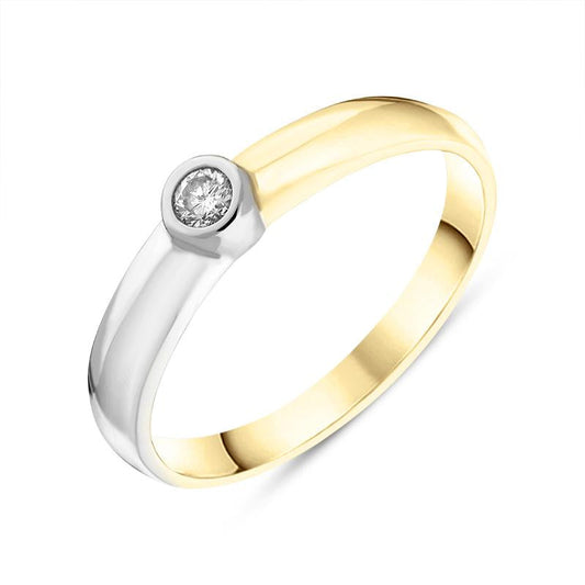 9ct White Yellow Gold Diamond Unique Solitaire Ring