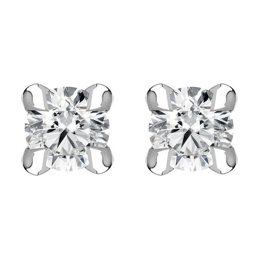 18ct White Gold .1ct Diamond Claw Set Solitaire Stud Earrings