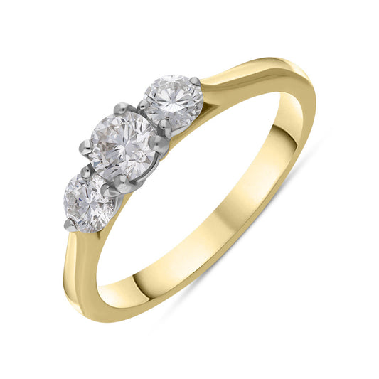 18ct Yellow Gold .76ct Diamond Brilliant Cut Trilogy Ring