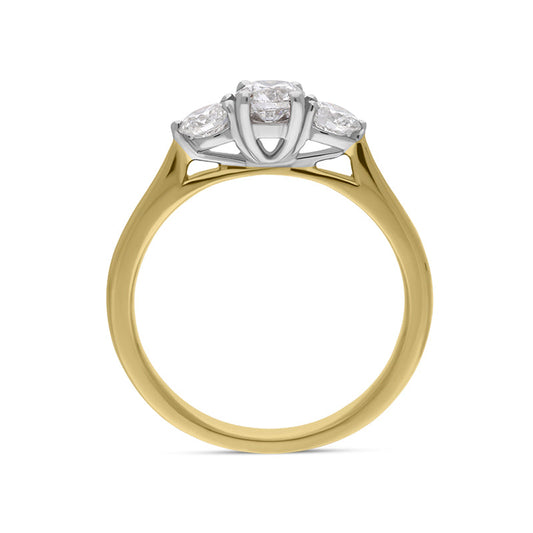 18ct Yellow Gold .76ct Diamond Brilliant Cut Trilogy Ring