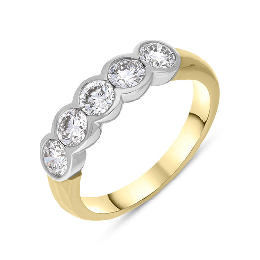 18ct Yellow Gold 1.4ct Diamond Bezel Set Wedding Half Eternity Ring