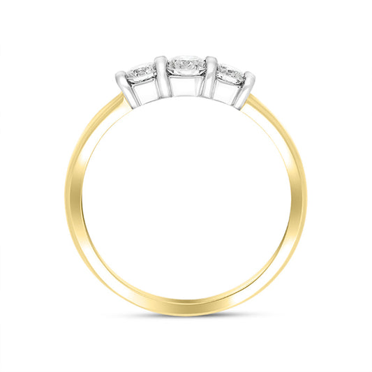 18ct Yellow Gold .5ct Diamond Trilogy Bar Set Ring