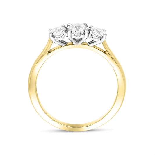 18ct Yellow Gold .5ct Diamond Trilogy Ring