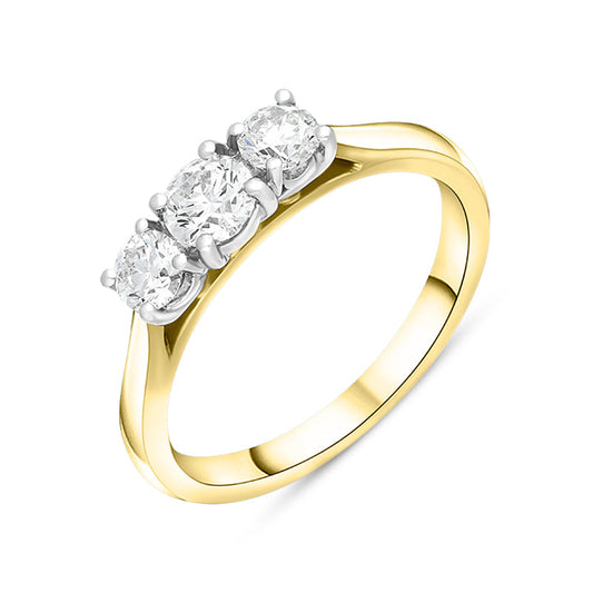 18ct Yellow Gold .5ct Diamond Trilogy Ring