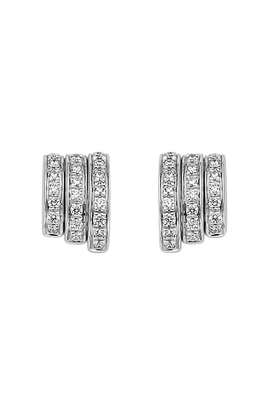 FP Flex'It Prima 18ct White Gold Pave Diamond Stud Earrings