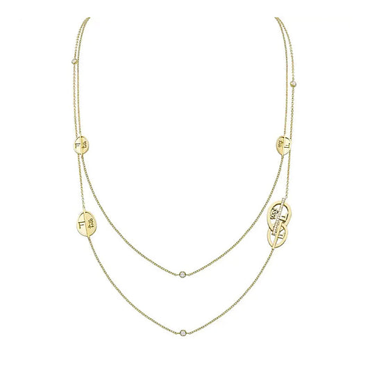 F1842 18ct Yellow Gold Diamond Egg Sautoir Necklace