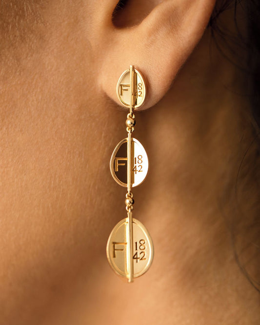 F1842 18ct Yellow Gold Egg Drop Earrings