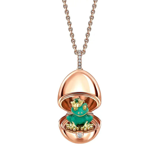 F18ct Rose Gold Diamond Bail Frog Surprise Locket