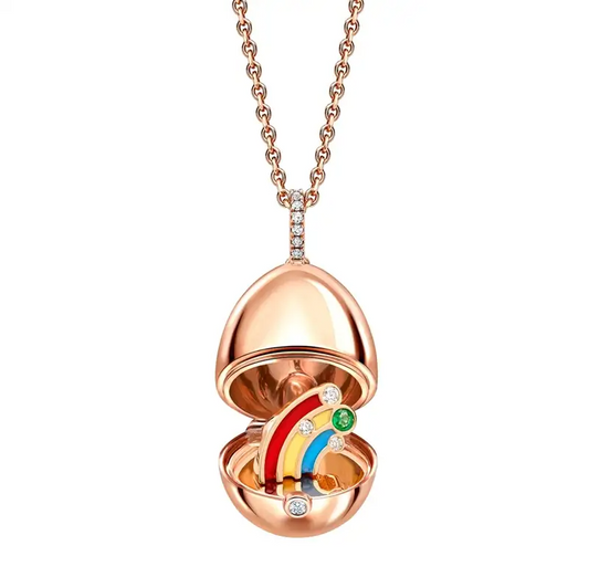 F18ct Rose Gold Diamond Bail Rainbow Surprise Limited Edition Locket