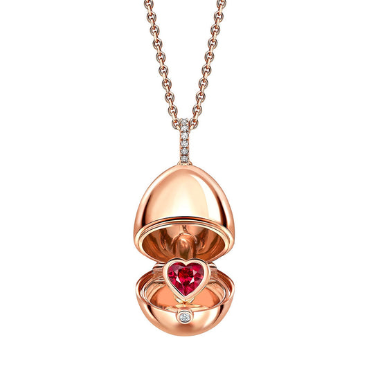 F18ct Rose Gold Diamond Ruby Heart Surprise Locket