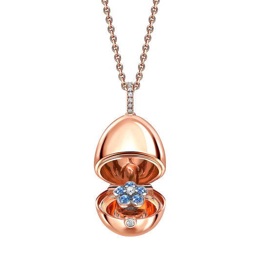 F18ct Rose Gold Diamond Sapphire Forget-Me-Not Surprise Locket