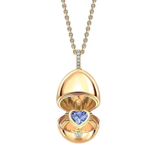 F18ct Yellow Gold Diamond Sapphire Heart Surprise Locket D