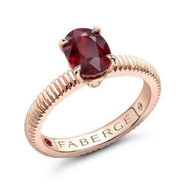 FColours of Love 18ct Rose Gold Ruby Diamond Fluted Ring