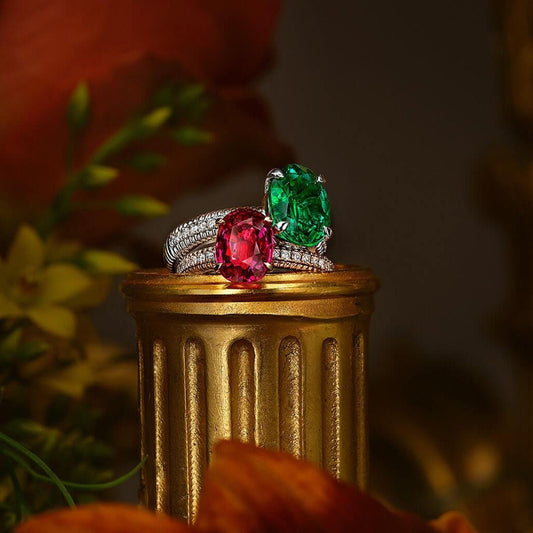 FColours of Love 18ct Rose Gold Ruby Diamond Fluted Ring