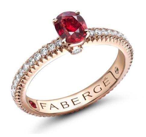 FColours of Love 18ct Rose Gold Ruby Diamond Fluted Ring